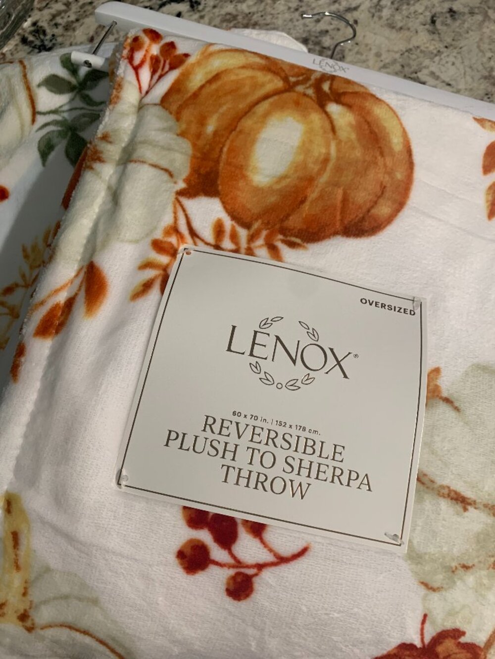 LENOX Pumpkin Fall Plush NWT Throw 60x70 Oversized Plush Sherpa